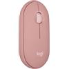 LOGITECH Mouse wireless, Logitech Pebble Mouse 2 M350s, Bluetooth, Easy-Switch, rosa, plastica riciclata