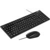Blue Stork Set tastiera e mouse BLUESTORK MEDIA OFFICE, con cavo, Azerty, compatibile con Windows, mouse 1600 DPI, nero