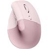 LOGITECH Mouse verticale ergonomico, senza fili, Logitech Lift, rosa, per destrimani