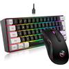 StarTech Set tastiera e mouse V700BW+A869 - Kit da gioco Bluetooth - Illuminazione RGB a 61 tasti - Ergonomico - Mouse da 3200 DPI - Nero