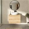 Parama Mobile bagno sospeso 60cm due cassetti rovere chiaro stone oak con top | Hexa