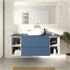 Parama Mobile bagno sospeso 140cm due cassetti con top alby blue e due vani a giorno bianco opaco | Hexa