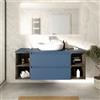 Parama Mobile bagno sospeso 140cm due cassetti con top alby blue e due vani a giorno rovere vintage wenge | Hexa