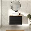 Parama Mobile bagno sospeso 100cm due cassetti nero opaco con top rovere chiaro | Hexa