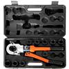 OKSTENCK Pinza crimpatrice idraulica, pressa idraulica, include 5 matrici di crimpatura per tubi in rame: 12, 15, 18, 22, 28 mm, adatte per crimpare tubi in rame, più 4 fustelle PEX-AL-PEX per tubi