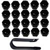 fshxj 20 copricerchi per ruota da 19 mm, universali per auto, tappi per bulloni per ruote, copriviti, coprimozzi, con set di attrezzi di rimozione per auto (nero)