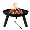 Relaxdays braciere, Ø 59 cm, con attizzatoio, Acciaio Verniciato a Polvere, per Giardino