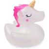 TRENDHAUS Rainbow Power 965271 - Paperella da bagno con unicorno glitterato, circa 5,5 x 6 x 6,5 cm, paperella sonora scintillante come giocattolo per vasca da bagno