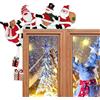 KASESSS Decorazione Porta Natale Legno, Decorazioni Natalizie Porta Ingresso Legno, Natale Decorazioni Casa per Il Telaio della Porta con Adesivo Rotondo, Babbo Natale Pupazzo di Neve Renna Finestre