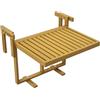 Outsunny Tavolino da Balcone Pieghevole Regolabile in Altezza 40.5-55cm, Tavolino da Ringhiera in Legno di Pino, Uso Esterno e Interno per Balcone, Color Legno