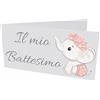 Giomel Bigliettini Battesimo Bomboniera Sacchetti Confetti Bimba Rosa Sacchetti Confetti Elefantino Nascita Compleanno 50 pz 2,5x4,75 cm Chiuso (Rosa)