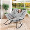 GIANTEX Sedia a dondolo Oversize, Sedia Papasan a forma di uovo con cuscino spesso, poltrona a dondolo per interni ed esterni, carico 205 kg, per giardino, terrazza, grigio (Grigio Chiaro)