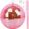 Sunshine smile Sfera da discoteca a specchio, 25 cm, da appendere, 25 cm, con mini specchio e gancio autoadesivo, ideale per feste o DJ