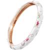 IMIKEYA Bracciale rigido da donna stile etnico design floreale aperto bracciale regolabile in metallo smalto bianco gioielli di moda per uso quotidiano e occasioni regali