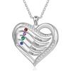 Lam Hub Fong Regali di Natale per Donne Collana Personalizzata in Argento S925 con 2-5 Pietre Portafortuna, Nome Inciso, Gioielli con Ciondolo a Forma di Cuore Personalizzati