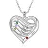 Lam Hub Fong Regali di Natale per Donne Collana Personalizzata in Argento S925 con 2-5 Pietre Portafortuna, Nome Inciso, Gioielli con Ciondolo a Forma di Cuore Personalizzati