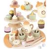 Airlab Set da tè Bambina Accessori Cucina Giocattolo per Bambini in Legno | Accessori Cucina Legno per Bambini Bambina con Torta, Cibo Finto Giocattolo per Bambino Cucina, Regalo Bimbo Bimba 3 4 5 Anni