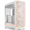 Fractal Design Meshify 3 Ambience Pro RGB White Tempered Glass Clear Tint - High Airflow PC Gaming Case - Mesh Front Panel - Adjust Pro Hub and Three ARGB Momentum 14 Fans Included