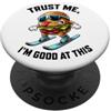Burger Skiing Winter Cartoon Divertente Sci Burger Cartoon Fidati Im Bravo in Questo PopSockets PopGrip Adesivo