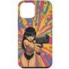 Psychedelic Groovy Custodia per iPhone 12 mini Carino Anime Ragazza con Pistola Grafica Psichedelica
