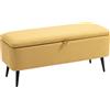 Panca Fondo Letto Con Spazio Contenitore E Rivestimento In Poliestere Giallo, 101x38.5x44.5 cm