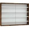 Bacheca Portaoggetti A 4 Ripiani Regolabili, Vetrina A Muro In Vetro E Legno, 80x9.5x60 Cm, Marrone