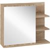 Specchiera Bagno A Parete Con Anta E 3 Ripiani Laterali In Legno, 60x18x50cm