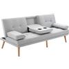 Divano Letto 3 Posti Stile Scandinavo Reclinabile Con Tavolino A Ribalta, 181x77x88 Cm, Grigio