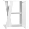 Carrello Da Cucina Portavivande In Legno Con 2 Ripiani E Ruote, 60x38x77cm, Bianco