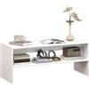 Tavolino Da Caffè Moderno In Legno A 2 Livelli Con Ripiano Aperto, 100x40x41.5 Cm, Bianco