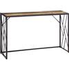 Tavolo Consolle Da Ingresso In Stile Industriale, Mobile Vintage In Acciaio E Legno, 120x35x75cm, Marrone