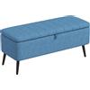 Panca Contenitore Pouf Poggiapiedi Imbottito, 102x40x44 Cm, Blu Scuro