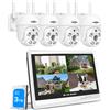 Hiseeu 【 5 MP + PTZ】 Set telecamera di sorveglianza Hiseeu per esterni WLAN con monitor