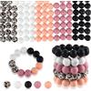 ASTARON 100 pezzi di perline in silicone da 15 mm per la creazione di portachiavi, perline rotonde leopardo nere rosa pesca per bracciali penne artigianato creazione di gioielli