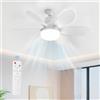 ACICILI Plafoniera con Ventilatore, Ventilatore da Soffitto con Illuminazione e Telecomando, Piccolo Ventilatore Silenzioso con 3 Livelli di Vento,Timer 1/2/4H, Funzione di Memoria