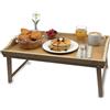 Relaxdays Vassoio da Letto, bambù, HxLxP: 20 x 50 x 30 cm, con Piedi, Manici, Colazione in Naturale