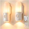 BrightWish Luce notturna con sensore di movimento, batteria ricaricabile 1800mAh, 3 colori e dimmerabile (WW/NW/CW), magnetica, luce a sensore per scale, corridoio, camera da letto, set da 2