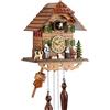Eble - Orologio a cucù in vero legno, movimento al quarzo, funzionamento a batteria, 25 cm, con musica, Casa di Heidi, 60820000