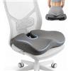 Feagar Cuscino Sededia Ufficio Ergonomico in Memory Foam, Cuscino per Coccige con Fascia Regolabile, Supporto Posturale e Comfort per Sedia da Scrivania, Sedile Auto e Télélavoro, Grigio