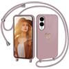 CaseLover Cover per Samsung Galaxy S25 Edge 5G con Cordino, Motivo Cuore, Rosa | CaseLover Custodia con Laccio Collana Regolabile, Morbida TPU Silicone Case, AntiGraffio Antiurto Protettiva Cover