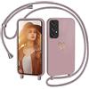 CaseLover Cover per Samsung Galaxy A53 5G con Cordino, Motivo Cuore, Rosa | Custodia con Laccio Collana Regolabile, Morbida TPU Silicone Case, AntiGraffio Antiurto Protettiva Cover