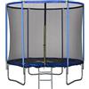 HOMCOM Trampolino Elastico da Esterno, Tappeto Elastico per Adulti da Giardino con Rete di Sicurezza e Bordo Imbottito, Giochi da Giardino e Casa, Ø244x240cm, Blu e Nero