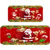 SYTTNUM Tappeti da Cucina Merry Christmas,Zerbino Natalizio,Tappetino con Babbo Antiscivolo Natale,Assorbente e Antimacchia,Decorazioni Natalizie,100 * 100 cm