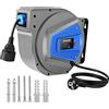 Himimi Avvolgicavo automatico Bobine per cavo 15m + 1m cavo prolunga elettrica 1500W ~ 3000W, cavo elettrico a parete 180 ° lateralmente