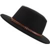 IMIKEYA Fedora - Cappello a Larga Nero Coppa Piatta in Lana per Uomo e Donna, Berretto Piatto retrò per Matrimoni Eventi Formali e Protezione Solare Elegante