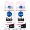 Nivea Black & White Invisible Original Roll-on 50 ml, Deodorante roll on donna antitraspirante 72h 2x50 ml