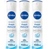 Nivea Fresh Natural Deodorante Spray 150 ml, antitraspirante per una protezione 48h 3x150 ml