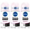 Nivea Black & White Invisible Original Roll-on 50 ml, Deodorante roll on donna antitraspirante 72h 3x50 ml