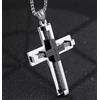 FREELANCE JW COLLANA UOMO CON PENDENTE A FORMA DI CROCE CON PLACCATURA IN ACCIAIO TITANIO - MULTICOLOR