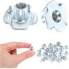 M METERXITY 100-Pack Dado A T M4x8mm, Acciaio Al Carbonio Inserto Filettato A 4 Punte Per Legno/Pareti Da Arrampicata/Mobili, Elementi Di Fissaggio Resistente Alla Corrosione